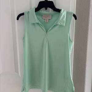 Tommy Bahama Golf Women's Sleeveless Polo Shirt Seafoam Green UPF 50